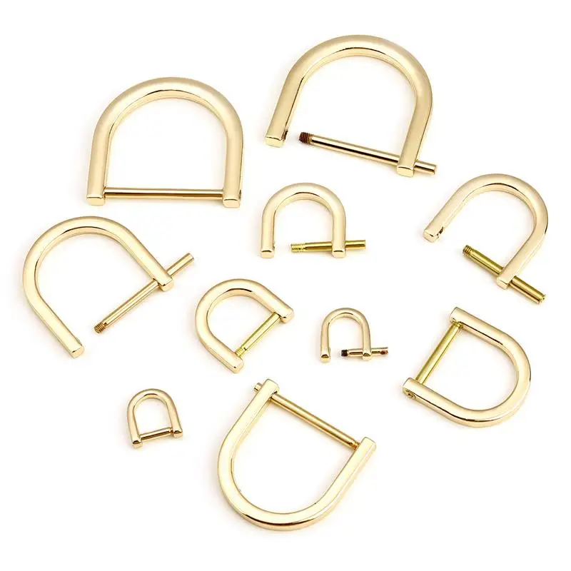 2pcs Metal Opening D Ring Buckle Detachable Dee Buckle Carabiner Clasp For Leather Craft Bag Belt Strap Handle Shoulder Webbing