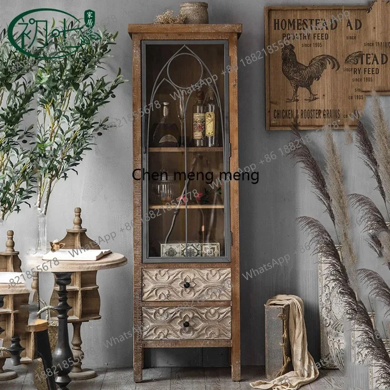 

RR American rural retro carved dining side cabinet B & B furniture living room, cabinet, storage cabinet