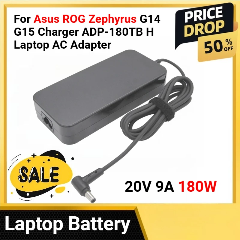 

20V 9A 180W For Asus ROG Zephyrus G14 G15 Charger ADP-180TB H Laptop AC Adapter for GA401IV GA502DU TUF505DU FX506L 6.0*3.7MM
