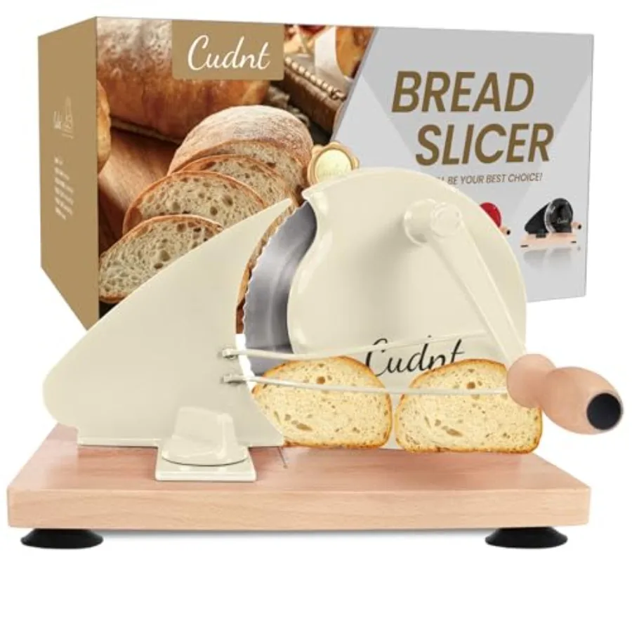 

Manual Bread Slicer for Homemade Sourdough Bread Add Metal Rails Hand Crank Bread Slicer Machine with Scale Line and Suction Cu