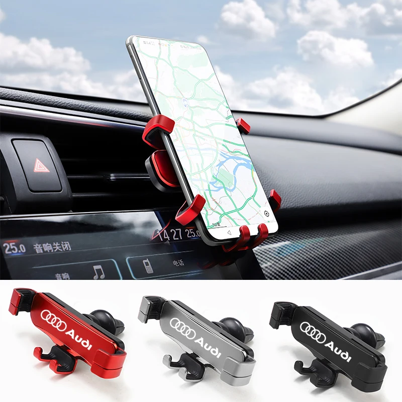 Zinc Alloy Car Styling Phone Holder Air Vent Mount Clip For Audi Sline A3 A1 A4 B8 B7 A6 C7 A5 A7 A8 B9 B6 C6 Q2 Q3 Q5 Q7 Q8 TT