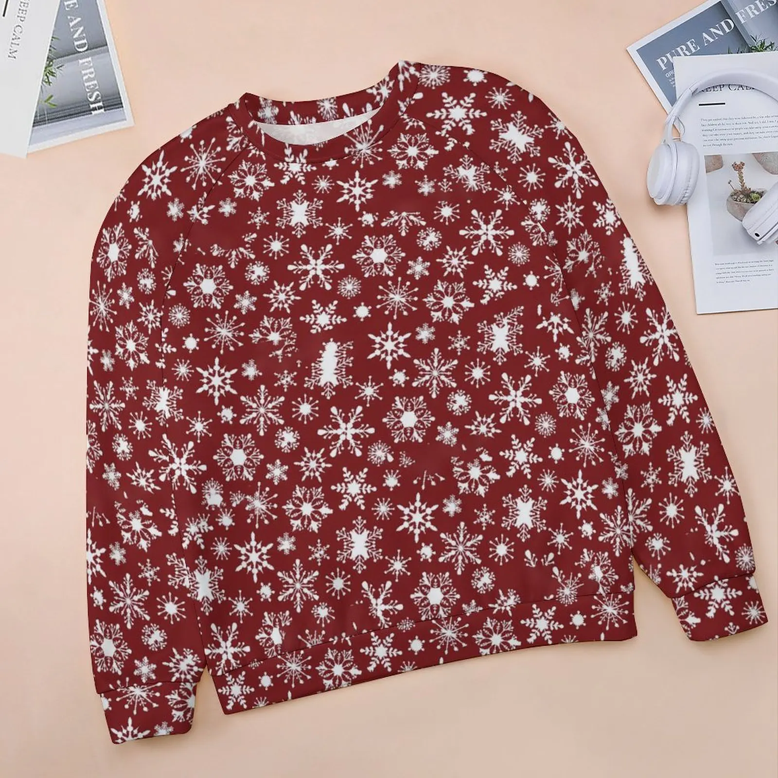 Cute Snowflake Hoodies Female Christmas Harajuku Casual Hoodie Long-Sleeve Y2k Graphic Clothes Big Size 2XL 3XL