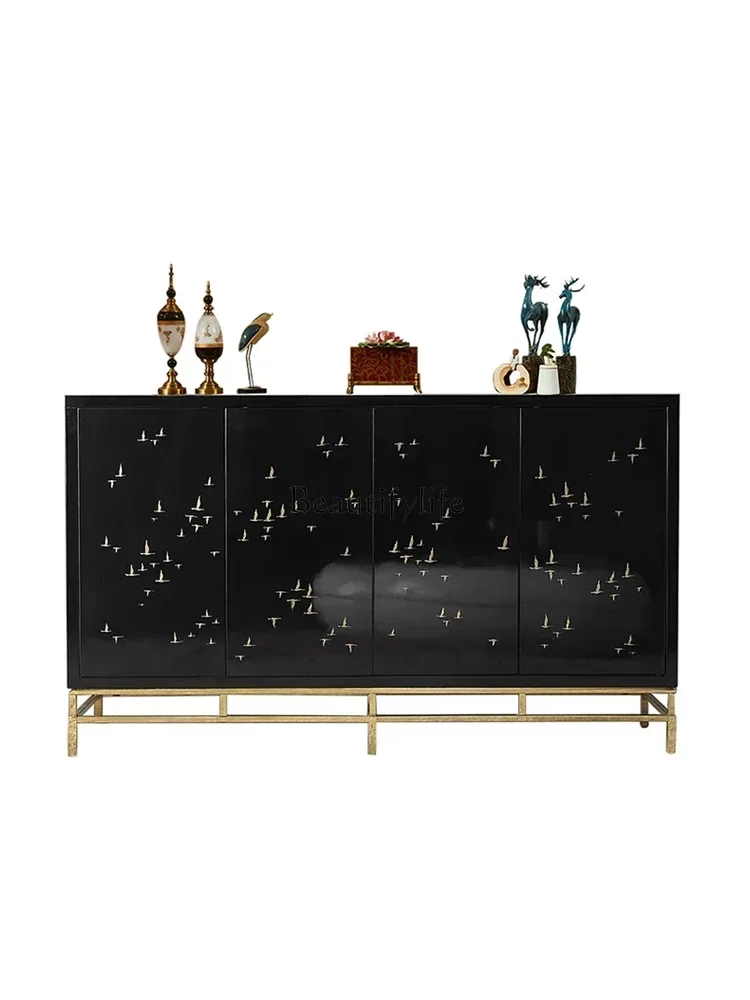 

23Post-Modern Affordable Luxury Style Sideboard Cabinet Simple Stainless Steel Restaurant Decoration Storage Shoe CabinetL