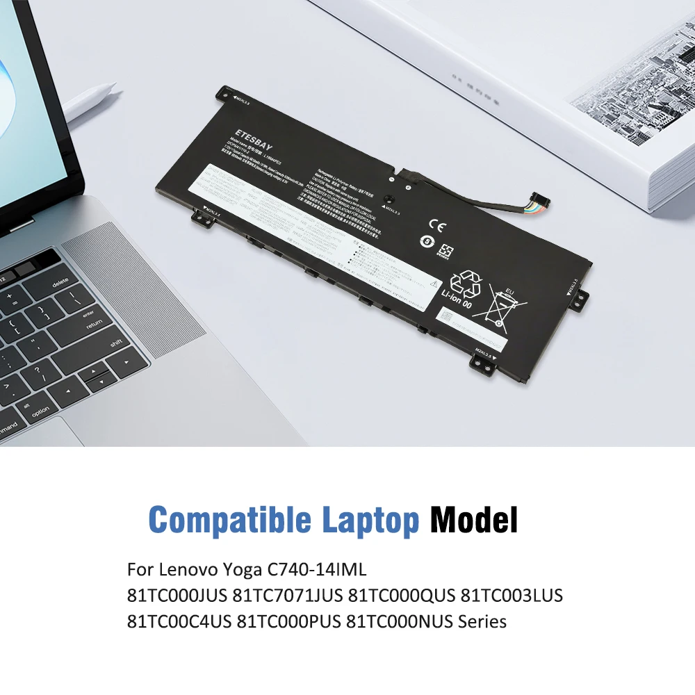 ETESBAY L18M4PE0 L18L4PE0 Laptop Batterij Voor Lenovo Yoga C740-14IML 81TC000JUS Serie 5B10W67185 5B10U40210 5B10W67296 5B10U4020