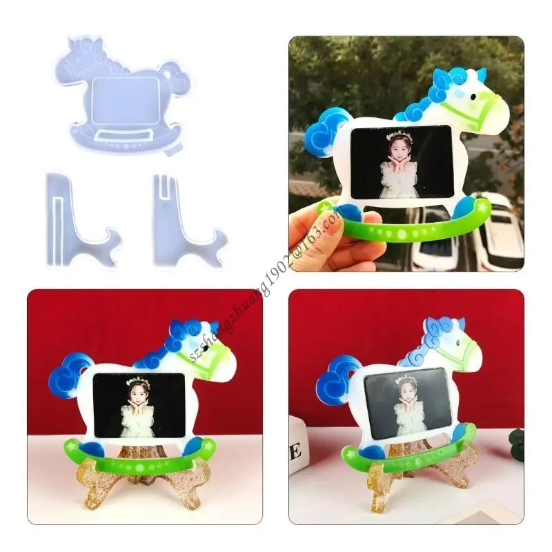 

Q6RB Photo Frame Decoration Silicone Mold Horse Epoxy Jewelry Mold Resin Casting Pendant Mold Suitable for Diy Crafts