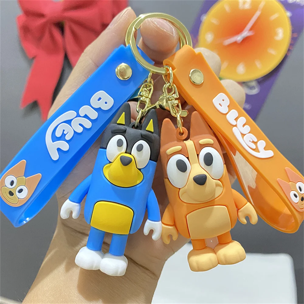 Fun Cute Bingo Keychain Gifts Creative Cartoon Family Cartoon Blue Dog Keychain And His Friends Snickers Coco Bag Pendant ﻿