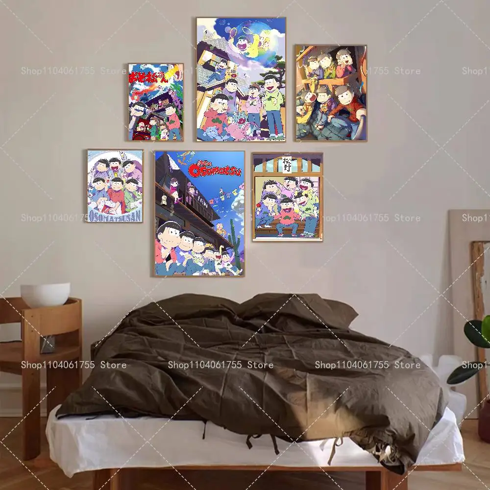 Anime O-Osomatsu S-san Poster Self-adhesive Art Waterproof Paper Sticker Coffee House Bar Room Wall Decor
