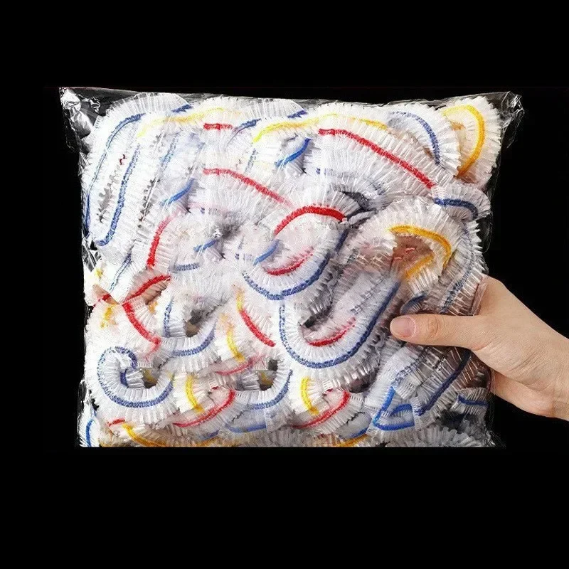 

100 Pcs Elastic Food Covers, Disposable Plastic Bowl Lids for Fruit & Vegetable Storage, Freshness Seal Wraps