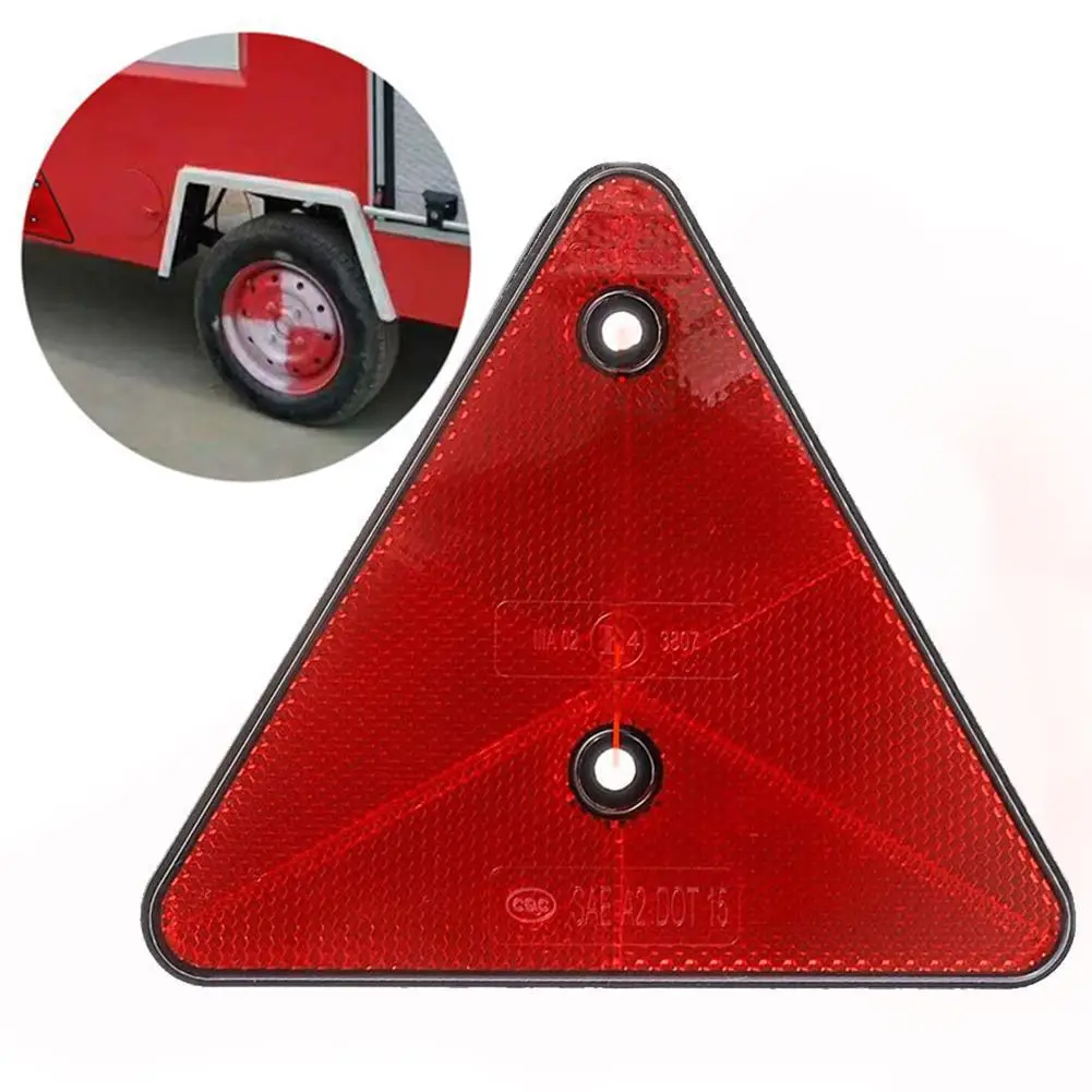 2 pezzi di sicurezza rosso riflettori posteriori triangolo riflettente per pali del cancello riflettori vite adatta per rimorchio moto camion