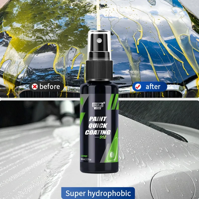 Car Ceramic Coating Spray Car Detailing Nano Hydrophobic Body Polish Paint Care HGKJ S12 Quick Paint Protection Wax Liquid