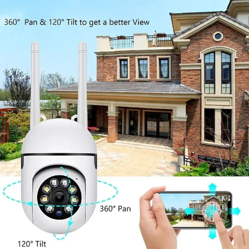 HD كاميرا مراقبة أمنية لاسلكية PTZ واي فاي IP كاميرات خارجية AI تتبع الإنسان اتجاهين الصوت HD كاميرا ملونة ليلية