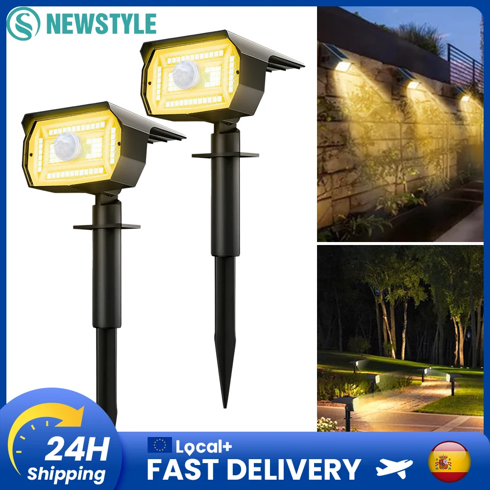 2/4/8 Stück 56LED Solar-Spotleuchten für den Außenbereich, wasserdicht, Bewegungssensor mit 3 Beleuchtungsmodi, Solar-Landschaftsbeleuchtung für den Außenbereich, Hof, Wand, Garten, Wegebeleuchtung