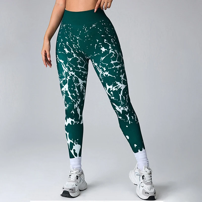 TRY TO BN กางเกงโยคะไร้รอยต่อ กางเกงเลกกิ้งออกกำลังกาย ลายมัดย้อม กางเกงกีฬาเอวสูง ระบายอากาศ กางเกงฟิตเนส ชุดออกกำลังกาย เลกกิ้งผู้หญิง