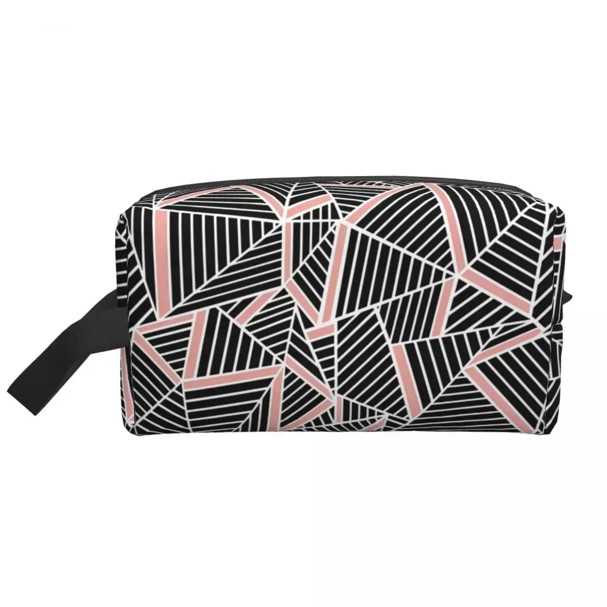 Abstract Lines Geometric Blush Travel Cosmetic Bag for Women Makeup Toiletry Organizer Lady Beauty Storage Dopp Kit