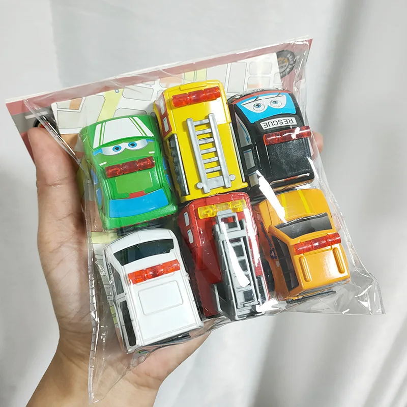 6 pezzi mini inerziale tirare indietro set di auto di ingegneria bambino bambini giocattoli di cartone animato regalo di compleanno consegna casuale