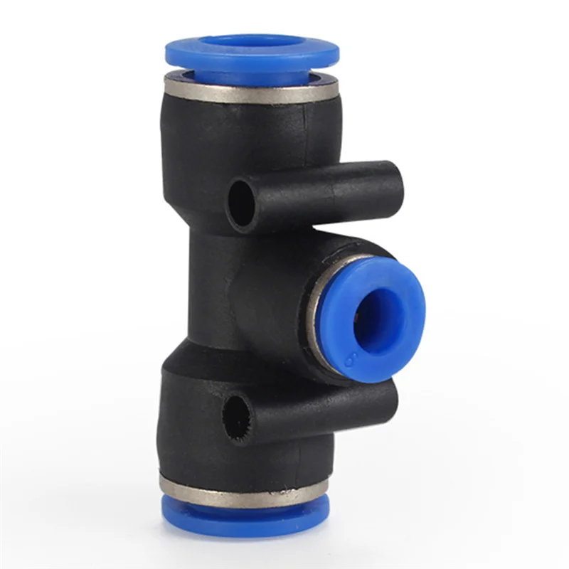 ABJT-100Piece PEG Pneumatic Fitting Reducing Unequ Tee Lock Air Pipe Quick Into Fitting T Type Black PEG12-8