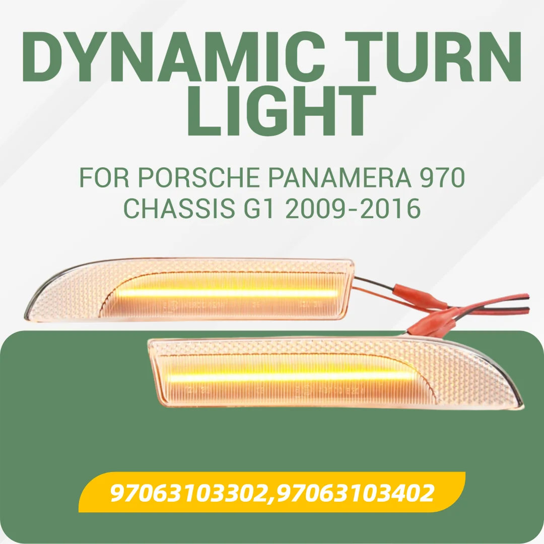 Dynamic LED Side Marker Lights for Porsche Panamera 970 Chassis G1 Pre-Facelift 2009-2016 Car Turn Signal Blinker Indicator