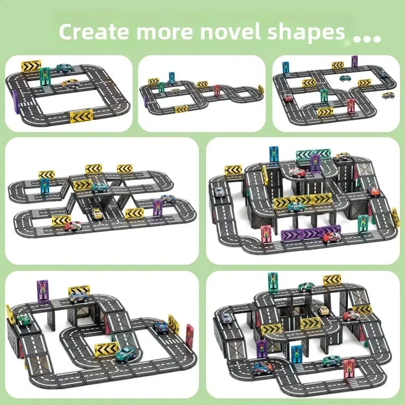 168 STKS Creatieve Stad Magneet Spoor Auto Road Cube Magnetische Bouwstenen Kinderen DIY Puzzel Speelgoed Cadeau Voor Kinderen