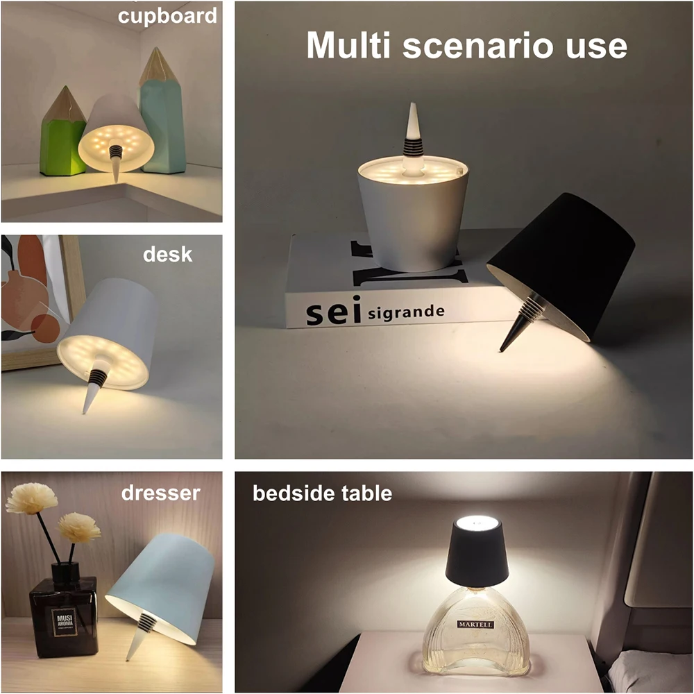 Wireless LED Wine Bottle Lamp Desktop Decoration Lamp 3 Colors Rechargeable Table Lamp for Bar Wine Bottles Decor Desk Lights