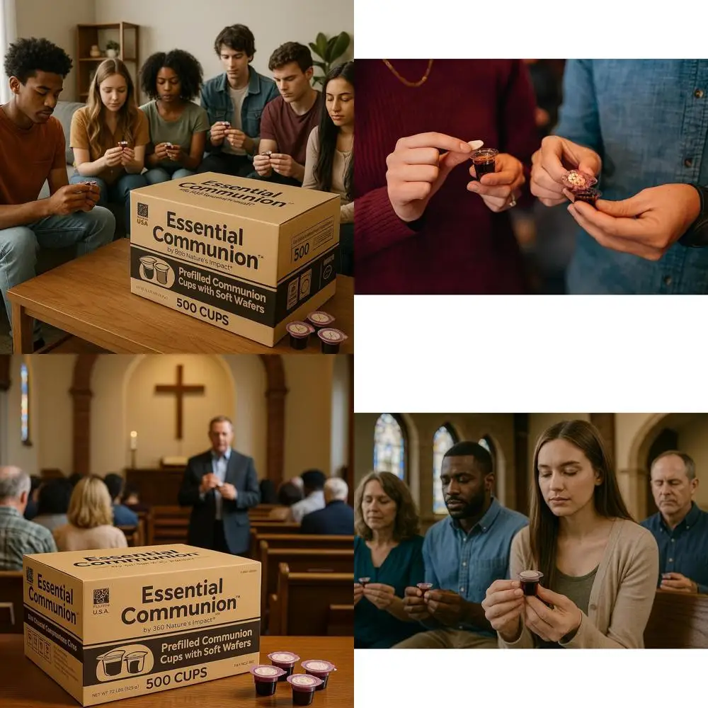 

Набор из виноградного сока и вафеля Concord, 500 штук предварительно заполненных чашек для причастия для церковных услуг и мероприятий