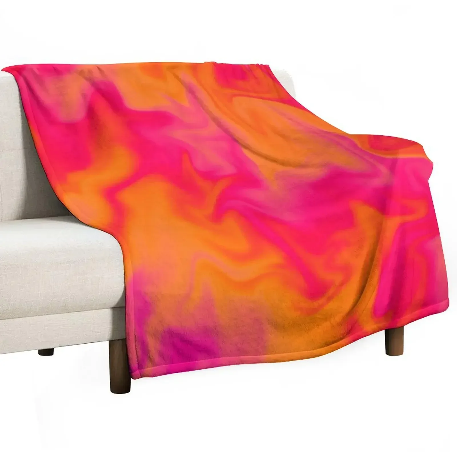 Pink, Orange, and Red Marble Fusion Design Throw Blanket anime Furrys Blankets