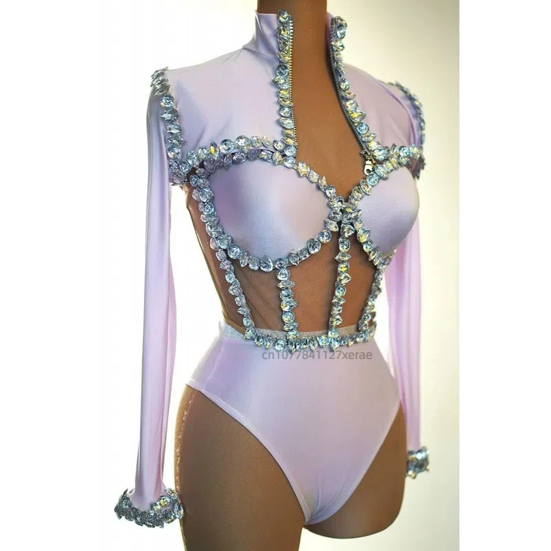 Traje de lantejoulas de dança latina feminino desempenho de palco dança jazz conjunto de mangas compridas traje de ginástica de grupo feminino