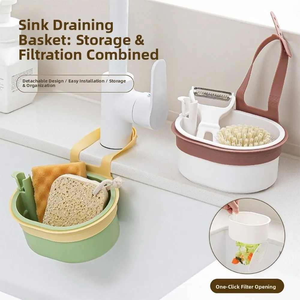 Openable Bottom Sink Hanging Drain Basket Separate Versatile Kitchen Sink Filter Strainer Creative Press Dumping Waste
