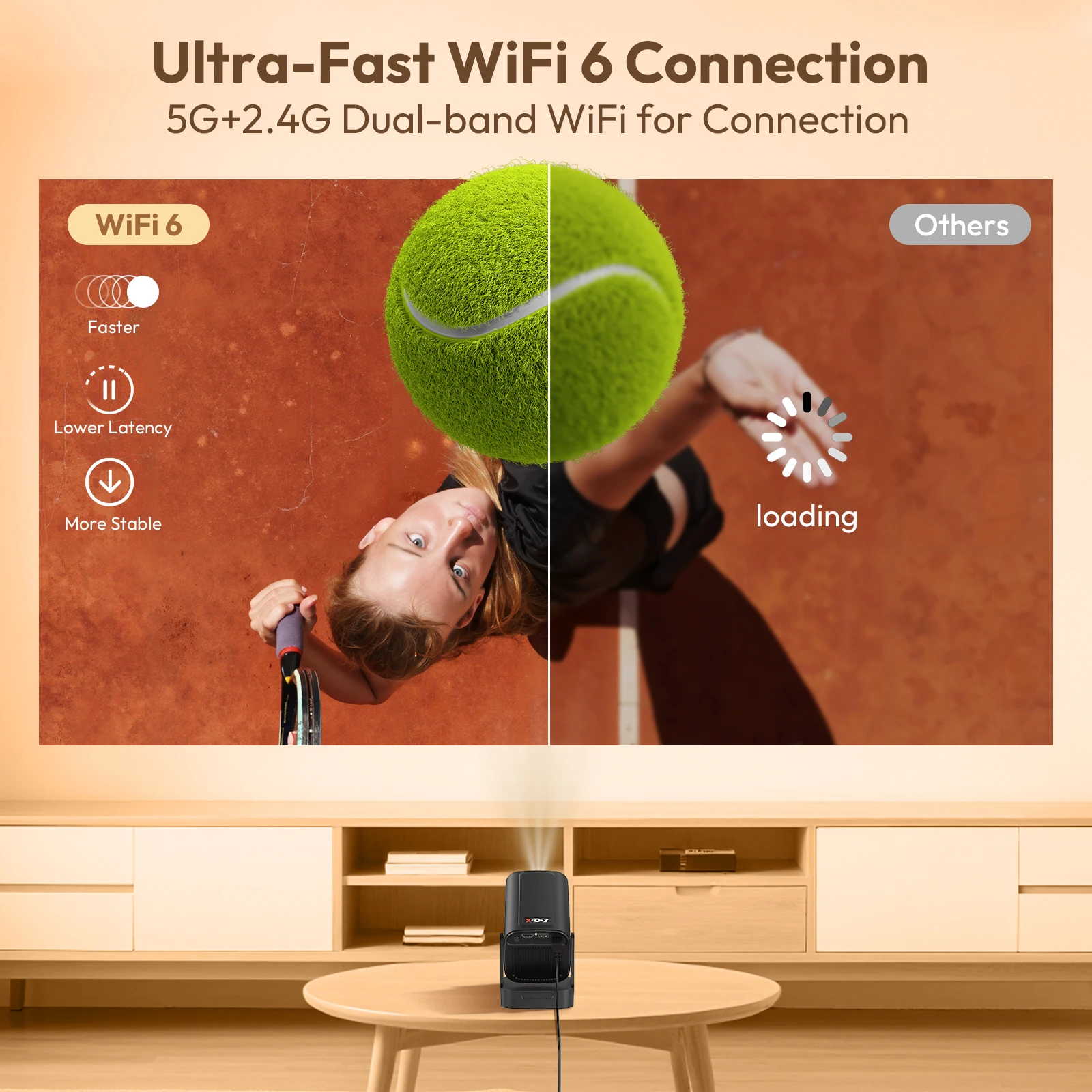 XGODY 4K HD 300ANSI 프로젝터 시네마 블루투스 WiFi 1080P 안드로이드 홈 시어터 스마트