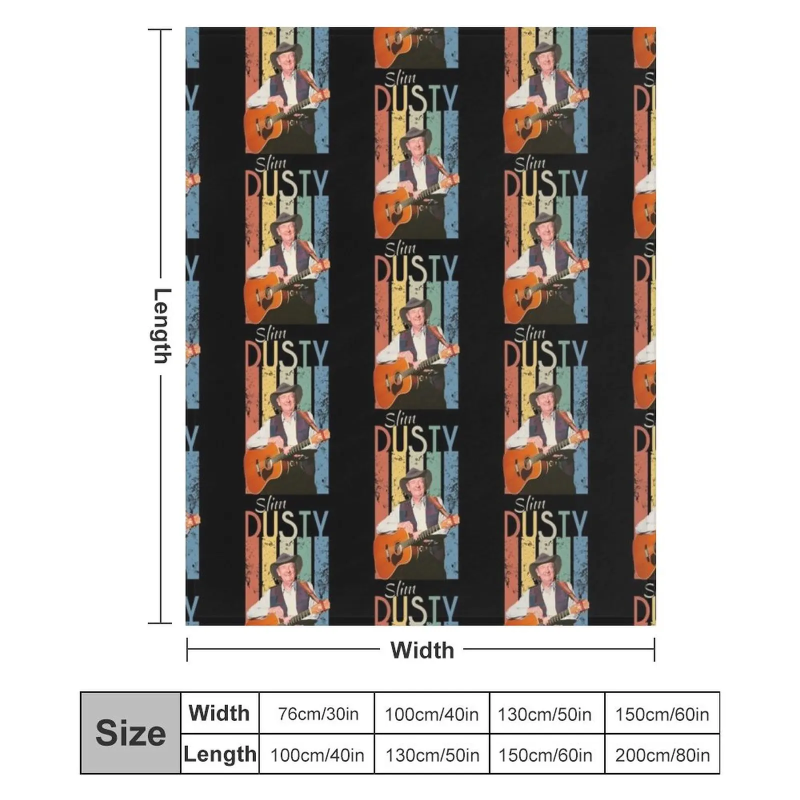 Slim dusty with Guitar Music - RIP Legend Fitted Throw Blanket blankets ands Hairys Blankets