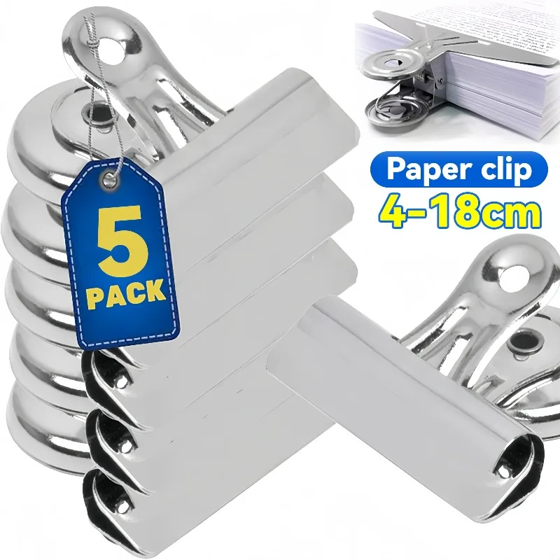 1-5PCS Multi-Purpose Bulldog Clips Stainless Steel Bag Sealing Clamp Photo Note Holder Grip for Home Kitchen Office Organizer