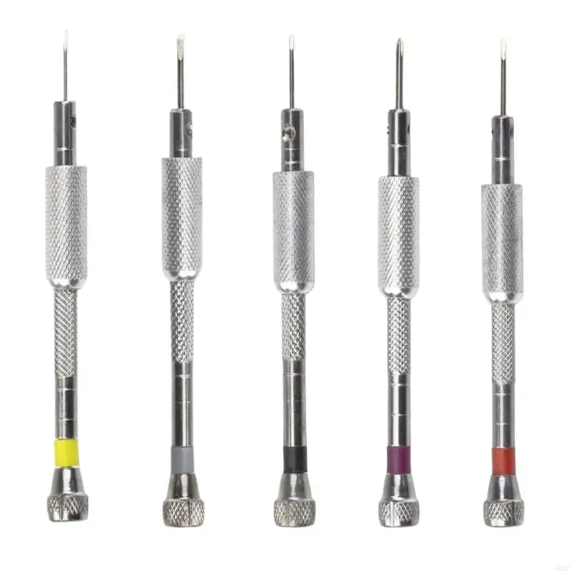 A0KF 0.8-1.6mm Complete 5 Piece Screwdriver Set Suitable For Watch Repair Crafted For Clock Enthusiasts & Skilled Technicians