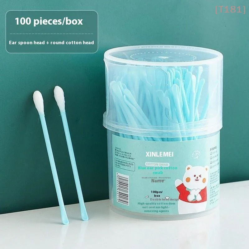 [E] 100pcs 2-In-1 Cotton Swab Ear Scoop Dual-Headdual-Function Use Cotton Pads For Ear Cleaning And Makeup Removal