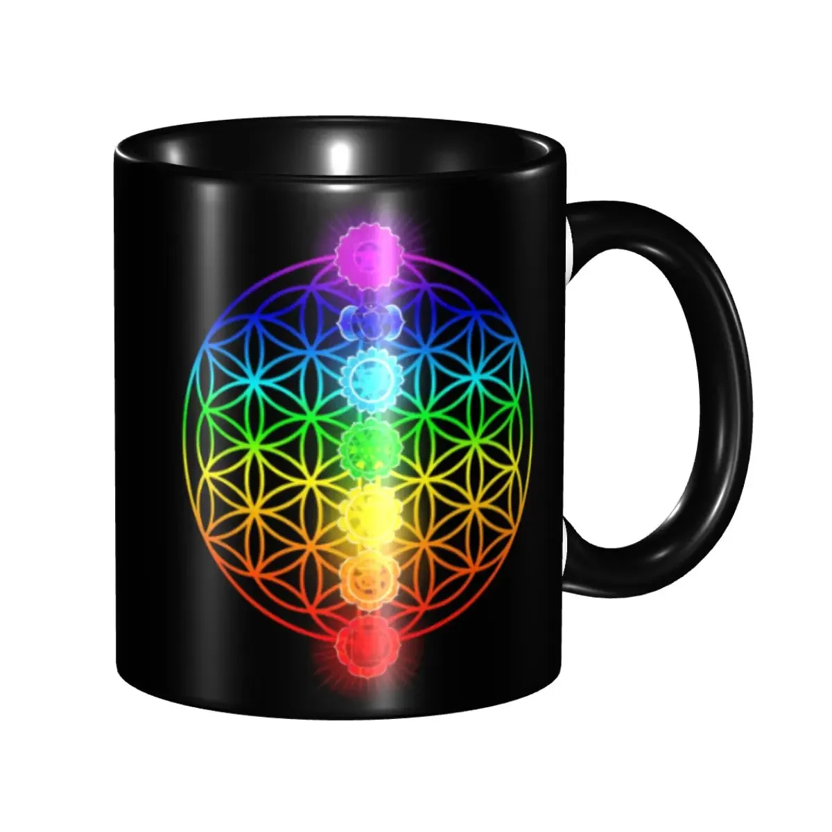 Chakra Zen Theme Mugs Customized Colorful Flower Of Life Ceramic Coffee Mug Cup Creative Present