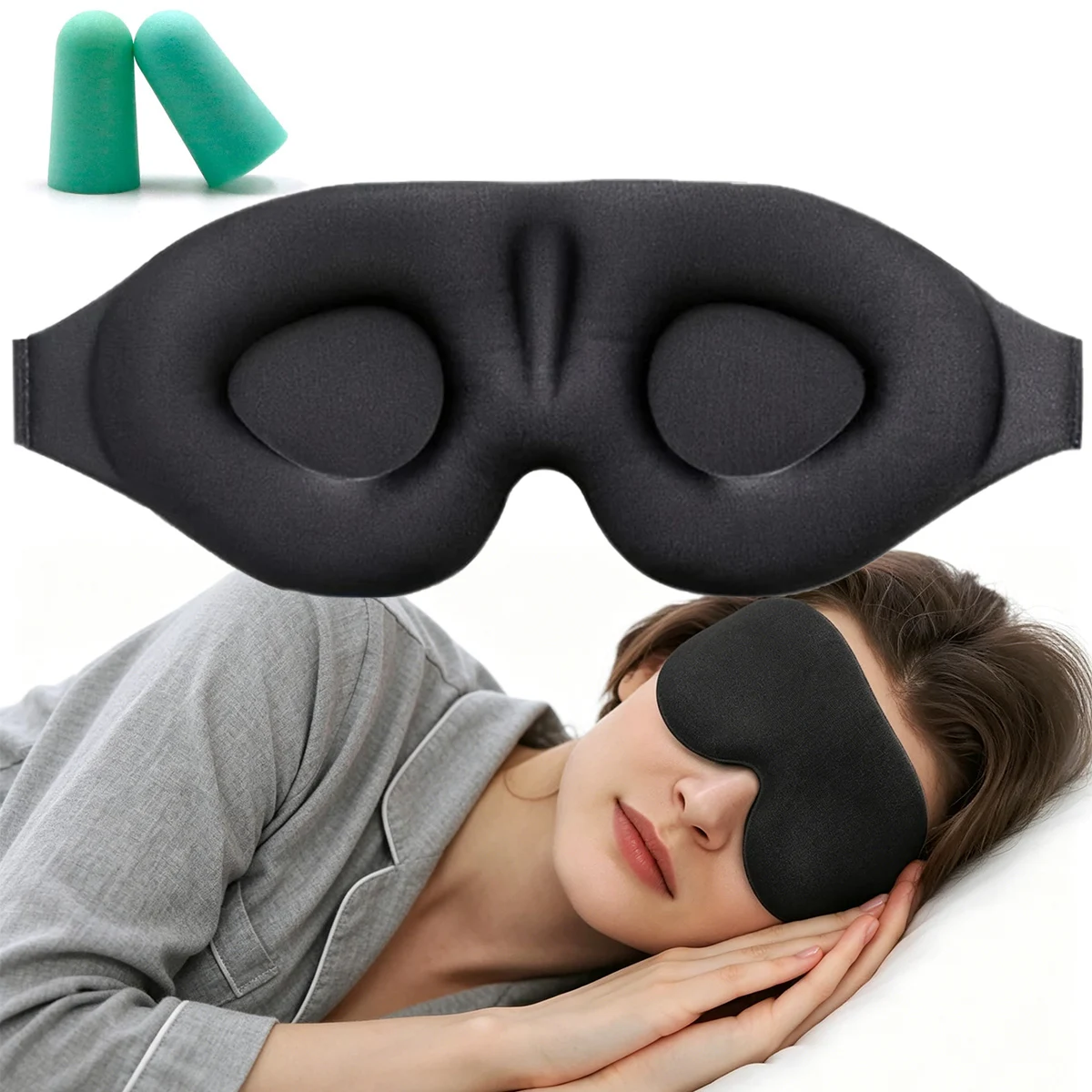 3D Sleep Mask Earplugs Breathable Light Blocking Eye Mask Zero Pressure Contoured Comfortable Travel Sleep Aid New 2026