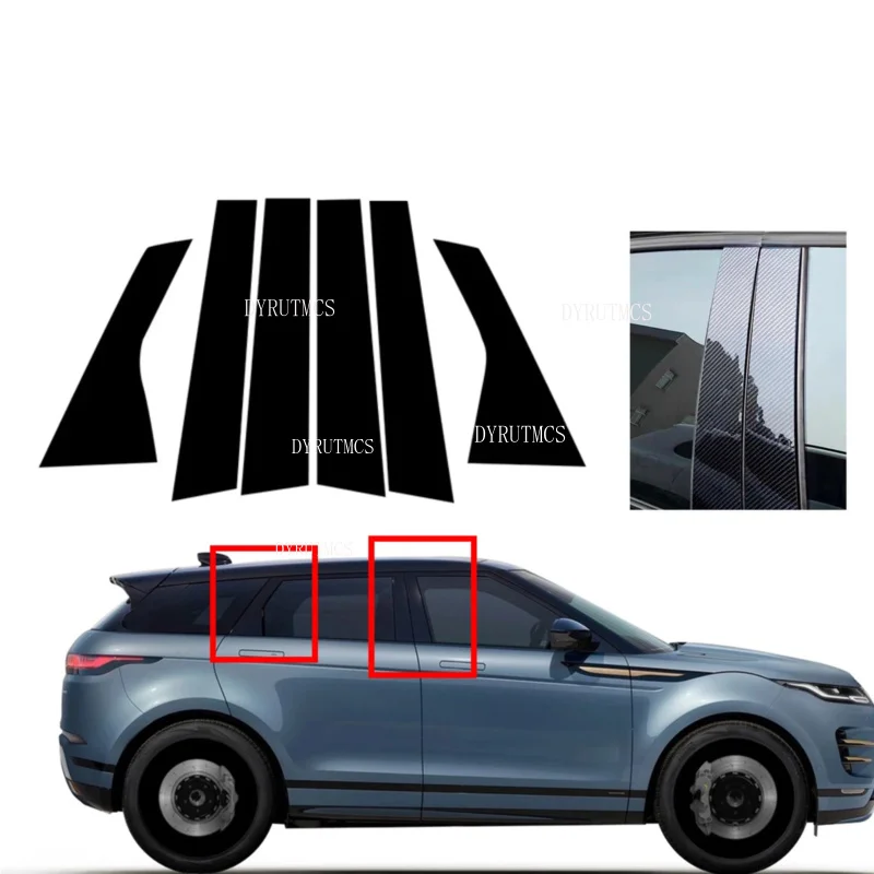Gloss Black Pillar Posts  Fit For Range Rover Evoque L551 5-Door 2019-2023 Window Decor Door Sticker Cover  Silver Carbon