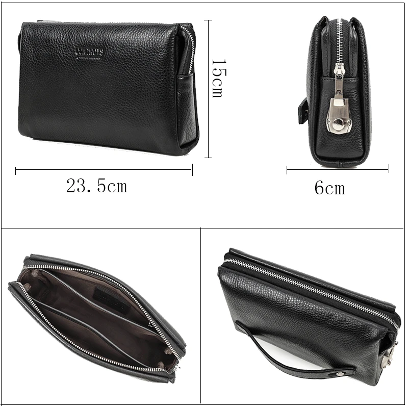 

Fashionable Men's Clutch Bag Waterproof Anti-theft Combination Lock Casual Crazy Horse Cowhide Storage Wallet Large Capacity Bag