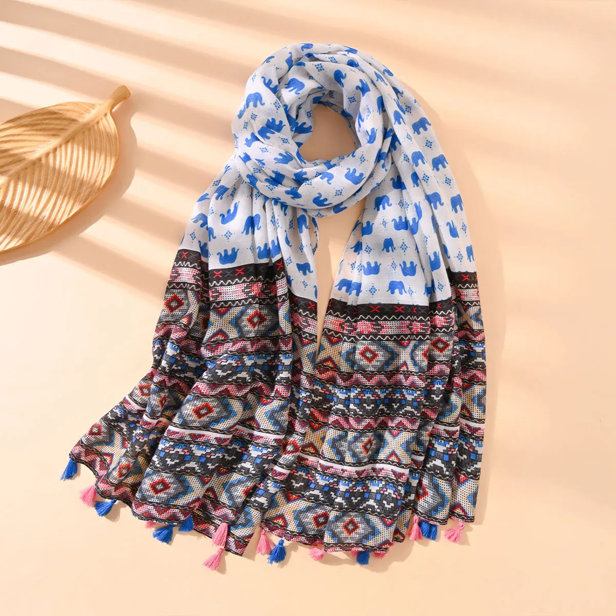 2025 Spring/Summer Ladies Bohemian Floral Elements Scarf Shawl  Outing Casual Accessories Hawaiian Style Beach Latest Design