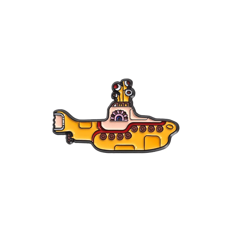 Rock Band Enamel Pins Custom Yellow Boat Steamer Metal Brooches Decorative Clothes Lapel Badges Jewelry Gift for Fans Friends