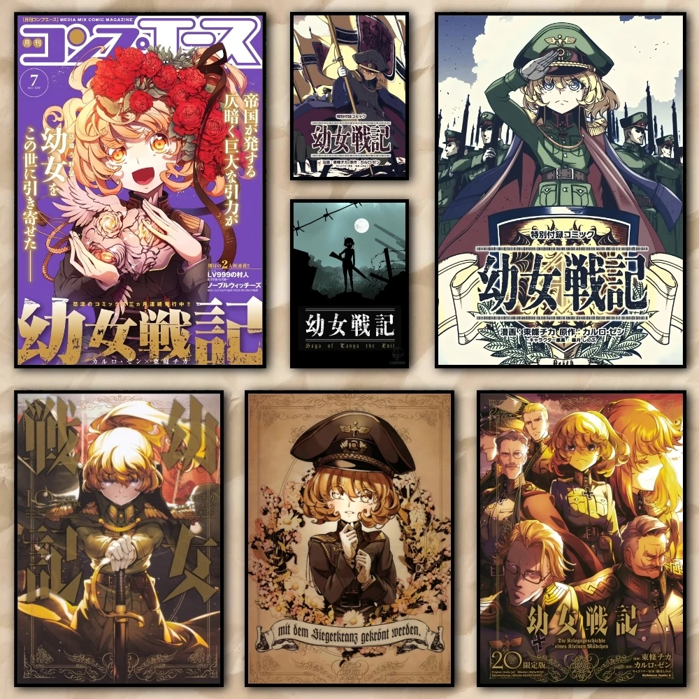 1PC Anime Y-Youjo S-Senki Painting Calligraphy Frameless Canvas Wall Art Perfect For Home Decoration Holiday Gifts