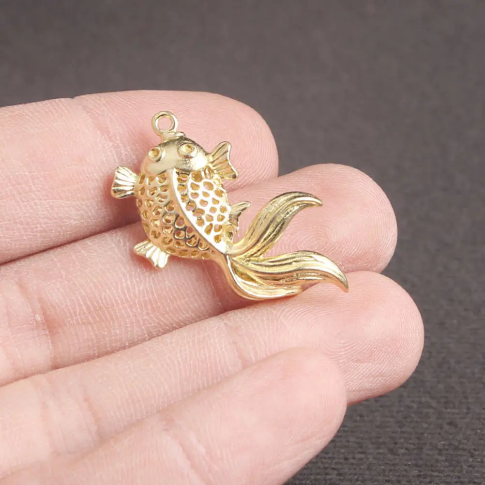 

6Pcs Exquisite Brass Pendant Keychains Lotus Gourd Fish Charms Antique Style Decorative Ornaments For Gifts