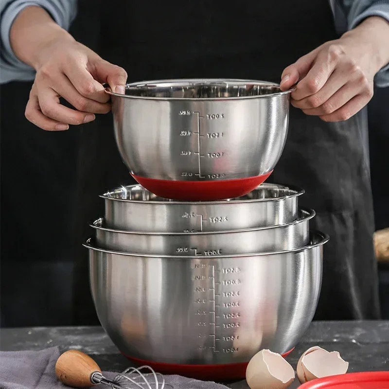 Mixing Bowl Deep Stainless Steel Kitchen Bowls Ice Cream Ball Aid Baking Tools Gadgets Dining Bar Home Garden