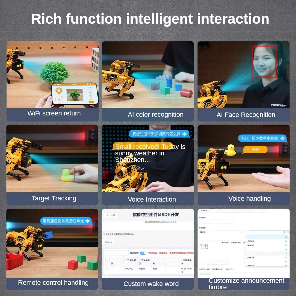 Hiwonder ESP32 4 DOF MechDog مع ذراع روبوت AI نموذج كبير للكلام البصرية الاستيلاء على روبوت قابل للبرمجة مفتوح المصدر