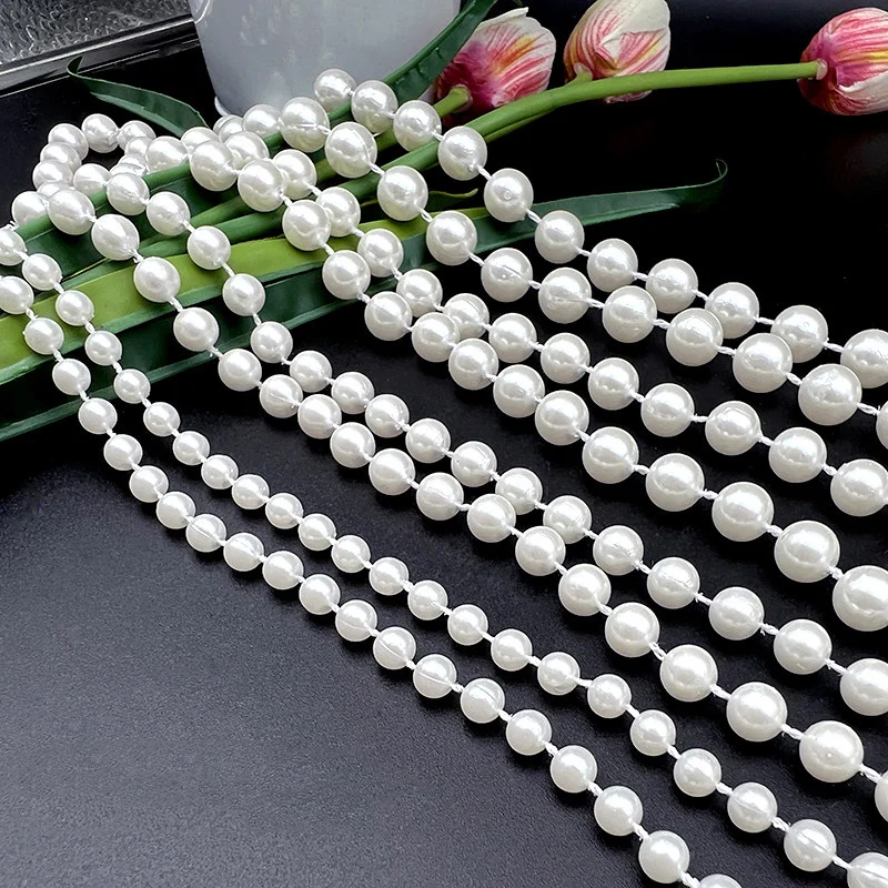 Imitation Pearls Chain Necklace Decoration Craft Ivory Faux Pearl Beads 4/5/6mm 5Meters Fishing Line Pearl Garland Decor TMZ