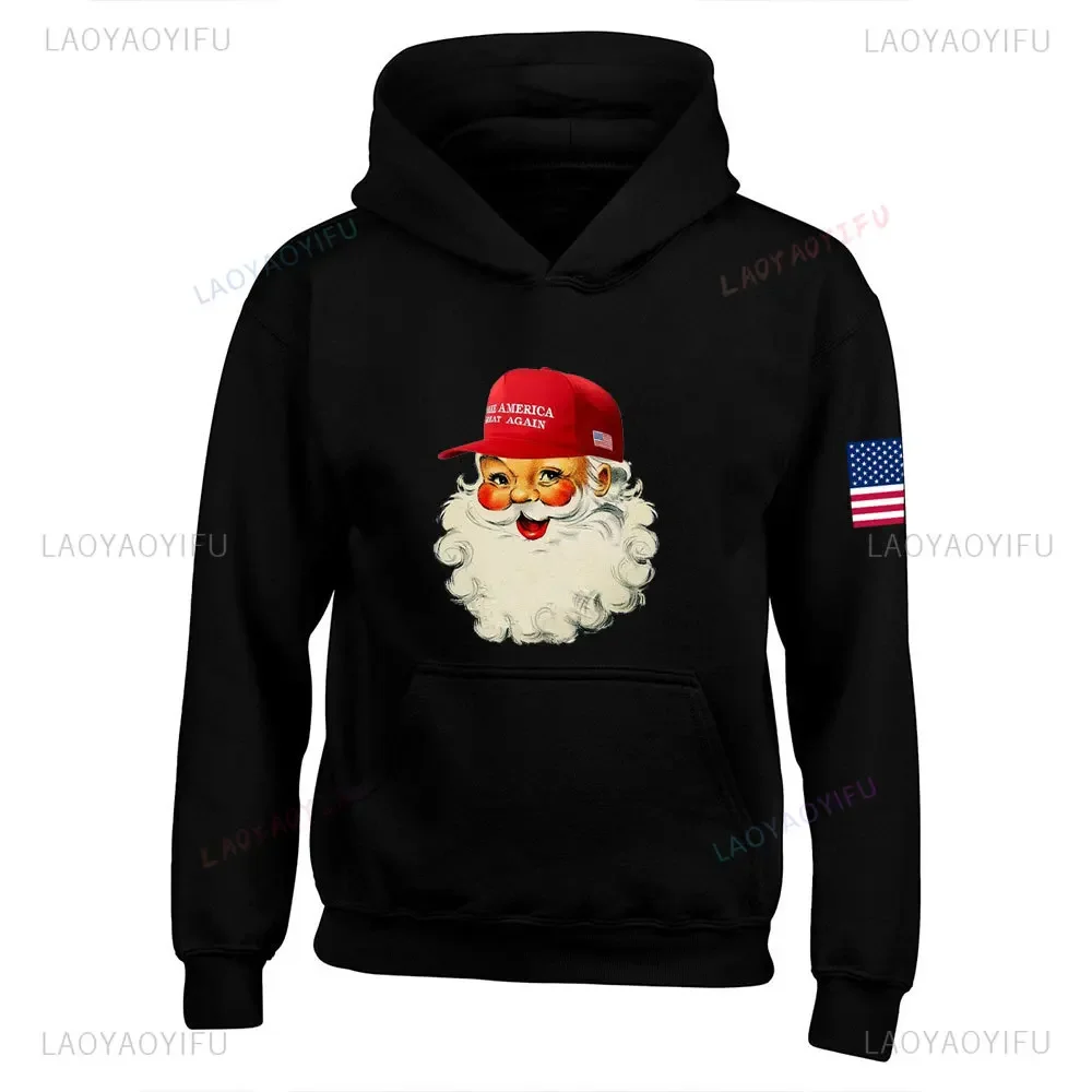 Make Christmas Great Again Trump Sudadera navideña Divertida sudadera navideña con capucha de Trump Sudadera de Papá Noel MAGA Santa sudaderas con capucha