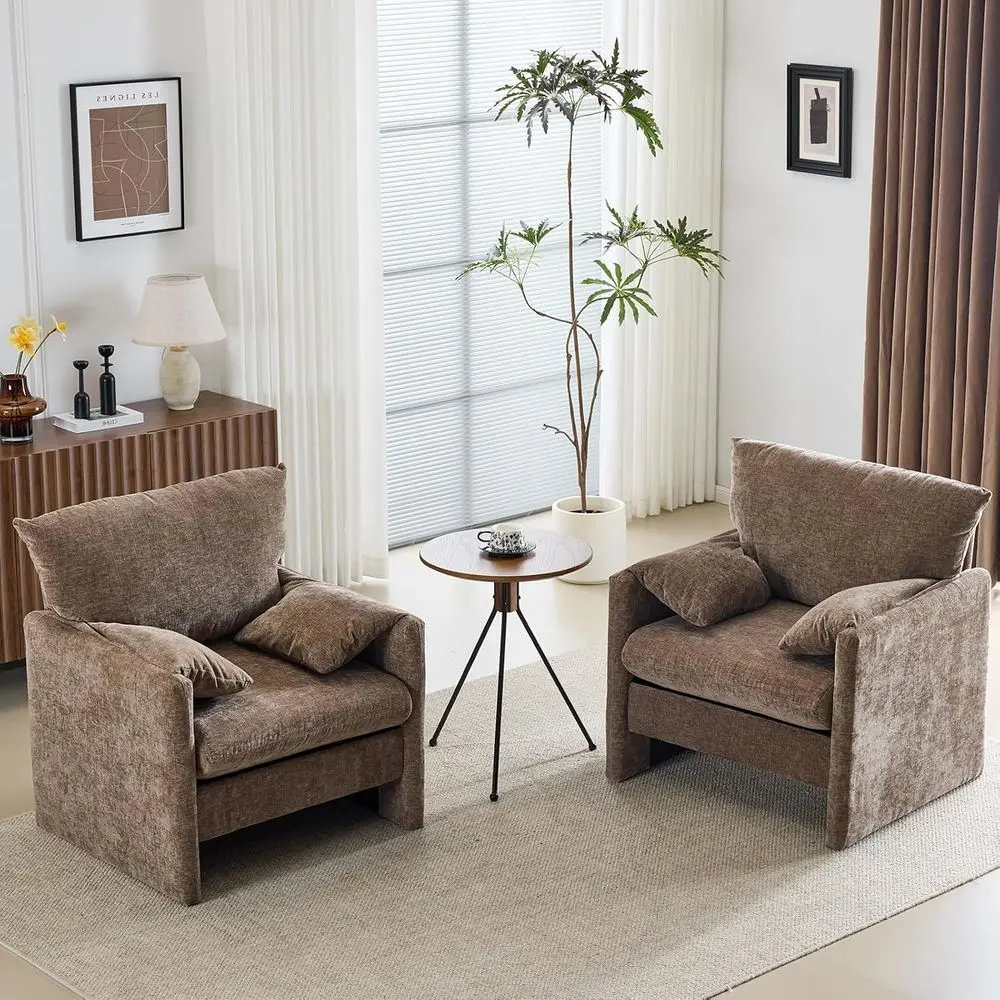 

Oversized 2-Piece Armchair Set, 34 Wide, Upholstered Lounge Chair for Living Room or Bedroom, Century Reading Chair, Comfortable