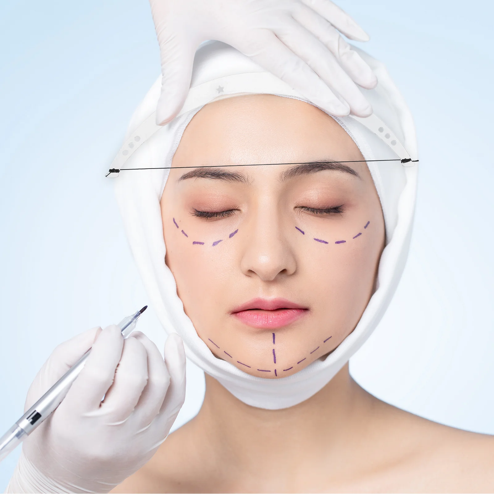 مجموعة تشكيل الحواجب مكونة من 3 قطع تتضمن مسطرة خطية ومستلزمات Microblading شفافة للمبتدئين استنسل حواجب قابل لإعادة الاستخدام وقابل للغسل