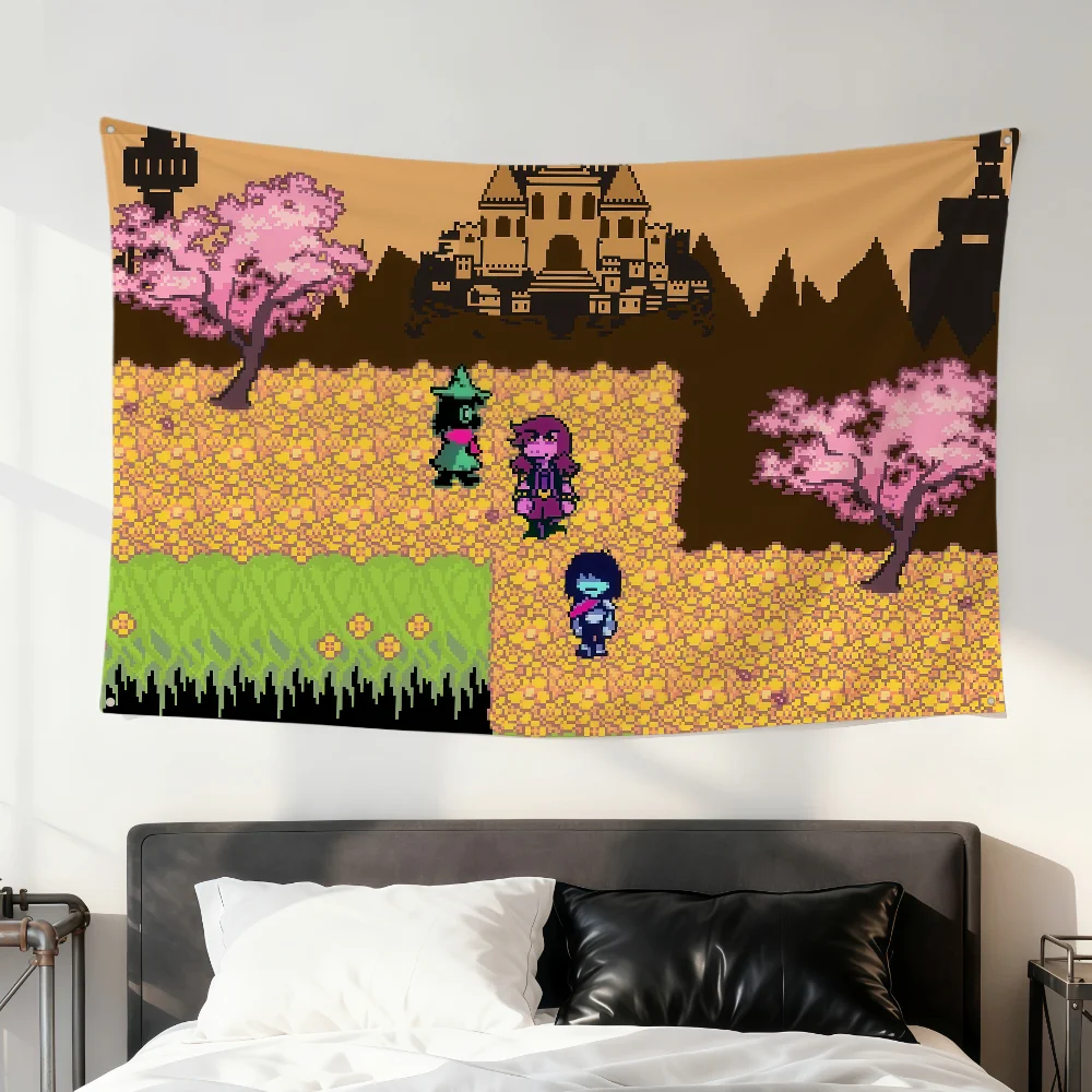 game Pixel art fun D-Deltarune 5 flag hogar For Room Dorm Camping Party Picnic Decoration Gift Banner Garage Wall Hanging