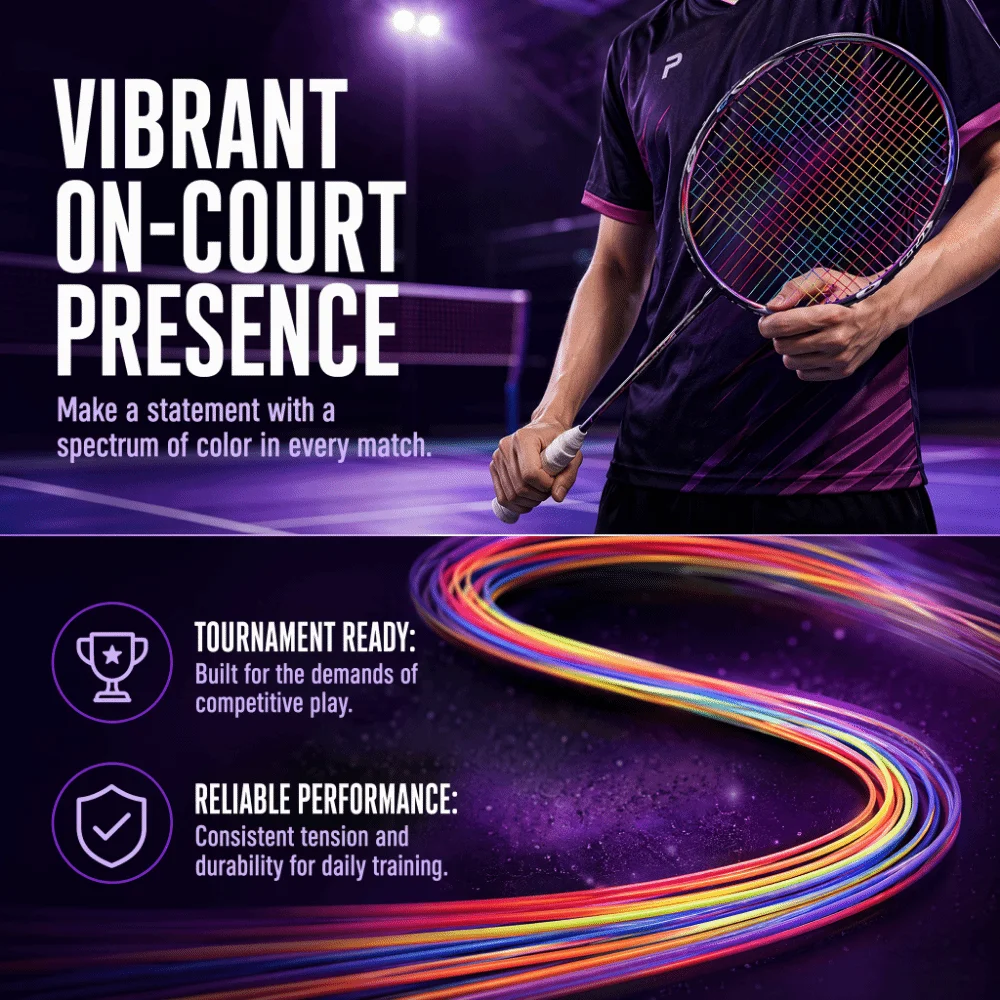22-32lbs Badminton Racket String Nylon Multi-Color Badminton Equipment String Rainbow Durable Material