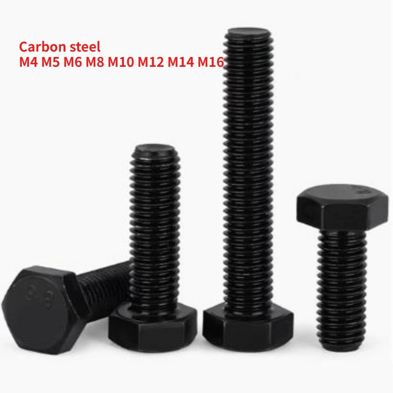 Fully Threaded M4 M5 M6 M8 M10 M12 M14 M16 Black Grade 8.8 Carbon Steel External Outside Hex Hexagon Head Screw Bolt GB5783
