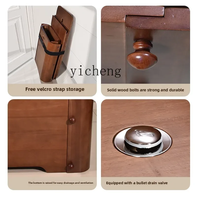 

zz solid wood thickened bath bucket household winter adult folding and disassembly bathtub children's bath bucket